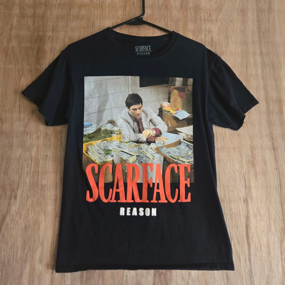 Reason x Scarface Tony Montana Money Stacks Graphic T-Shirt Men's Size Small
